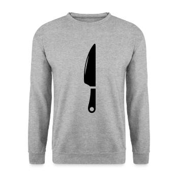 Messer icon - Unisex Pullover - Weißgrau meliert - Vorne - Alina (178cm) & Michal (187cm)