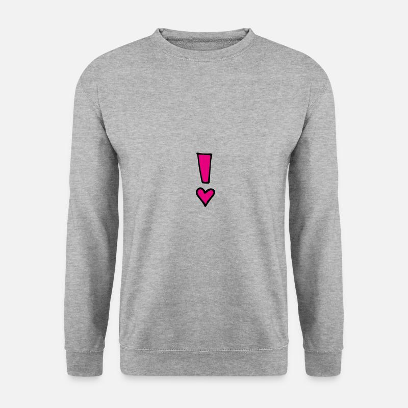 Ausrufezeichen pink - Unisex Pullover - Weißgrau meliert