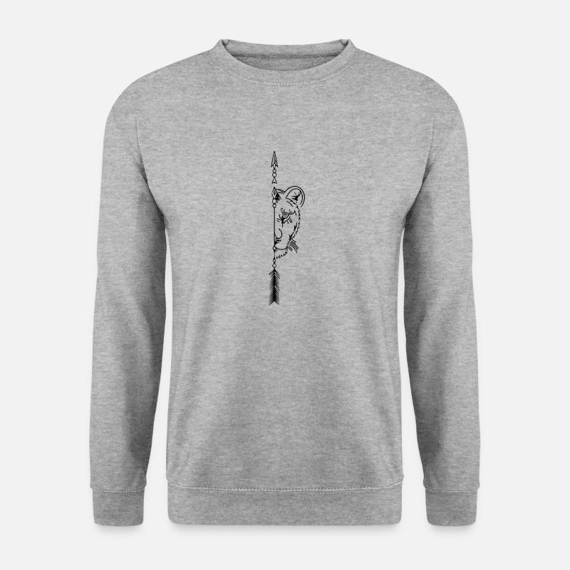 Löwin Partner Line Art - Minimalistisch - Unisex Pullover - Weißgrau meliert