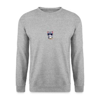 Little cute cat wearing sunglasses. - Unisex Sweatshirt - salt & pepper - Front - Alina (178cm) & Michal (187cm)