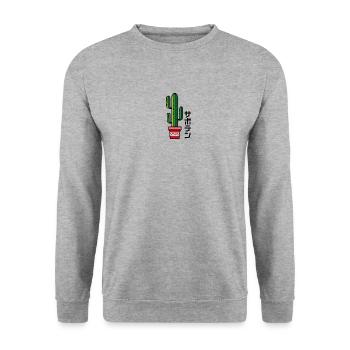 Saboten - Kaktus - Unisex Pullover - Weißgrau meliert - Vorne - Alina (178cm) & Michal (187cm)