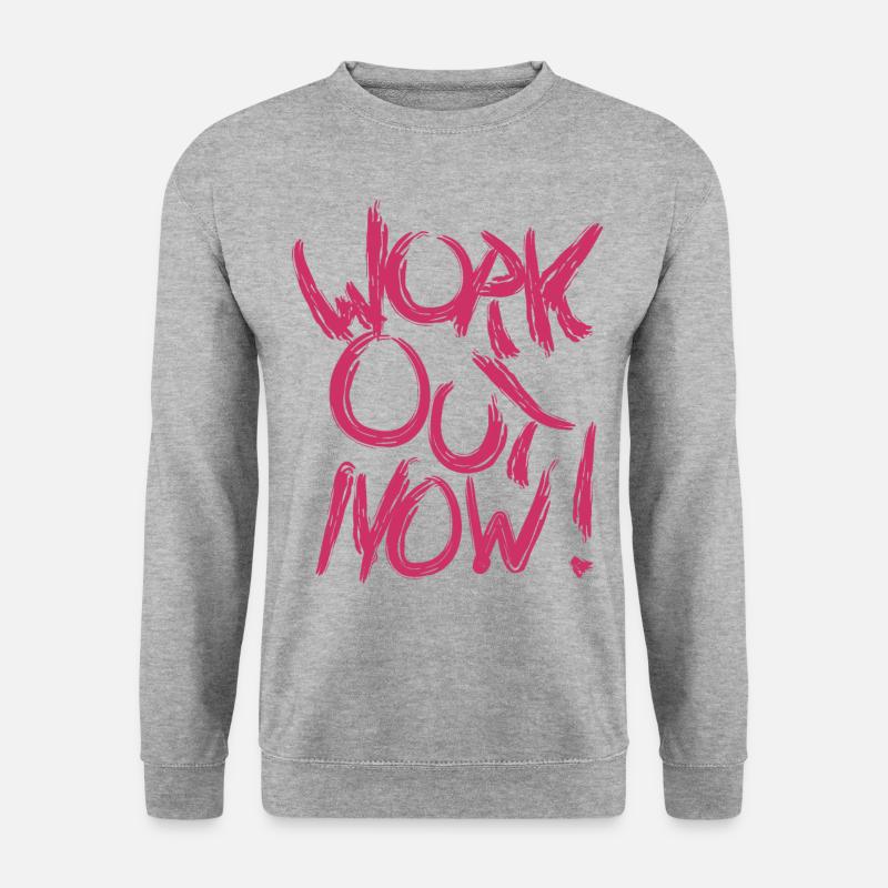 workout now pink - Unisex Pullover - Weißgrau meliert