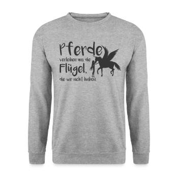 süßes Pferd Geschenk Pferde reiten pony - Unisex Pullover - Weißgrau meliert - Vorne - Alina (178cm) & Michal (187cm)