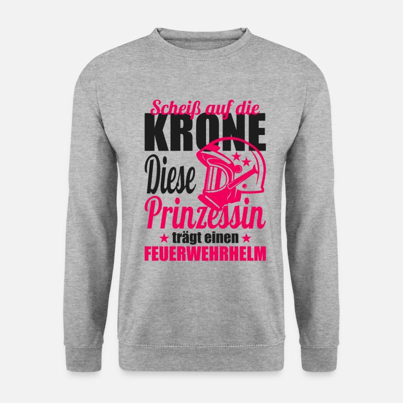 Feuerwehr freiwillige Feuerwehr Feuerwehrmann Frau - Unisex Pullover - Weißgrau meliert