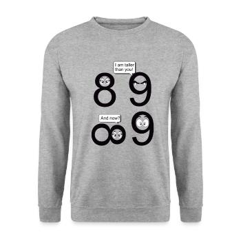 math math joke 8 & 9 i am taller than you - Unisex Sweatshirt - salt & pepper - Front - Alina (178cm) & Michal (187cm)