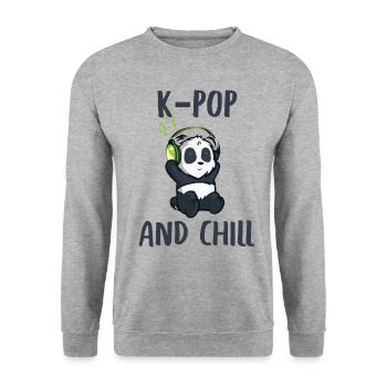 k-pop k pop kpop & and chill Korea Music Cadeau - Sweat-shirt Unisexe - gris chiné - Devant - Alina (178cm) & Michal (187cm)