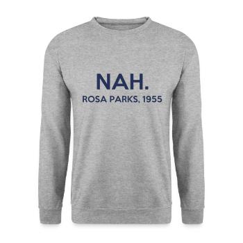 Nah - Rosa Parks - 1955 - Unisex Pullover - Weißgrau meliert - Vorne - Alina (178cm) & Michal (187cm)