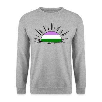 genderqueer non binary androgyn pride queer lgbt - Unisex Pullover - Weißgrau meliert - Vorne - Alina (178cm) & Michal (187cm)