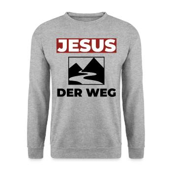 Jesus Christus ist der Weg - Christliches Shirt - Unisex Pullover - Weißgrau meliert - Vorne - Alina (178cm) & Michal (187cm)