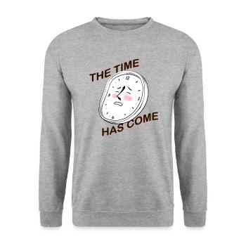 The time has come! (if you know what I mean^^) - Unisex Sweatshirt - salt & pepper - Front - Alina (178cm) & Michal (187cm)