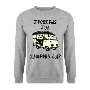 J'peux pas j'ai Camping-car - Sweat-shirt Unisexe - gris chiné - Devant - Alina (178cm) & Michal (187cm)