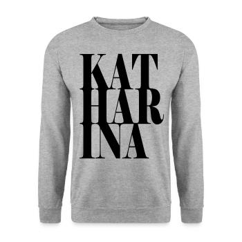 Katharina Surname First name Modern font Word Art - Unisex Sweatshirt - salt & pepper - Front - Alina (178cm) & Michal (187cm)