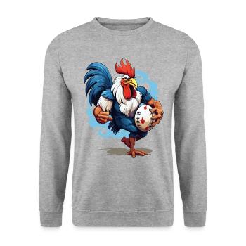 Rugby France Coq Ballon De Rugby Joueur Fan De Sport - Sweat-shirt Unisexe - gris chiné - Devant - Alina (178cm) & Michal (187cm)