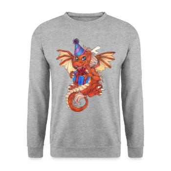Geburtstag Kind Drache Geschenk Fantasy Märchen - Unisex Pullover - Weißgrau meliert - Vorne - Alina (178cm) & Michal (187cm)