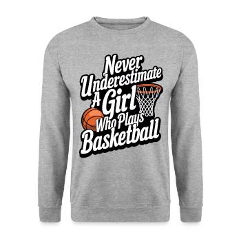 Conception de citation de basket-ball de fille stimulante - Sweat-shirt Unisexe - gris chiné - Devant - Alina (178cm) & Michal (187cm)