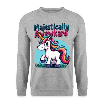 Majestically AWEwkward Unicorn Funny Unicorn Vibes - Unisex Sweatshirt - salt & pepper - Front - Alina (178cm) & Michal (187cm)