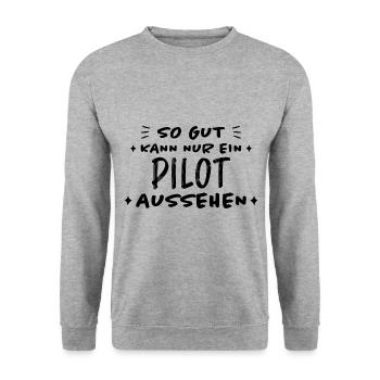 Pilot Lustige Spruch Flug Flugsport Pilot Geschenk - Unisex Pullover - Weißgrau meliert - Vorne - Alina (178cm) & Michal (187cm)