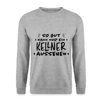 Kellner Lustige Spruch Service Restaurant Geschenk - Unisex Pullover - Weißgrau meliert - Vorne - Alina (178cm) & Michal (187cm)
