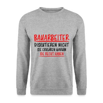Bauarbeiter Lustiger Spruch Baustelle Job Geschenk - Unisex Pullover - Weißgrau meliert - Vorne - Alina (178cm) & Michal (187cm)
