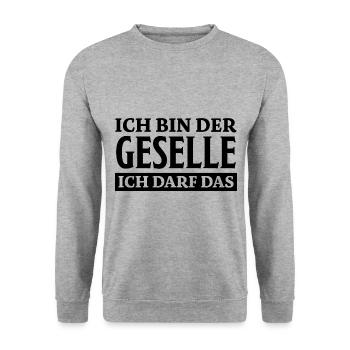 Geselle Spruch Lustiges Gesellenprüfung Geschenk - Unisex Pullover - Weißgrau meliert - Vorne - Alina (178cm) & Michal (187cm)