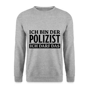 Polizist Spruch Polizei Lustiges Polizist Geschenk - Unisex Pullover - Weißgrau meliert - Vorne - Alina (178cm) & Michal (187cm)