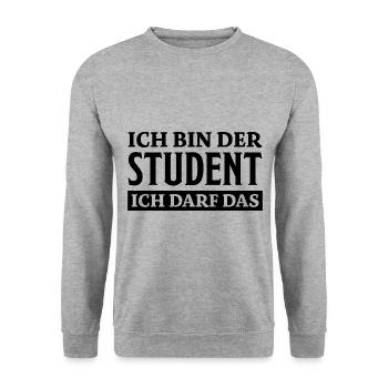 Student Spruch Uni Universität Student Geschenk - Unisex Pullover - Weißgrau meliert - Vorne - Alina (178cm) & Michal (187cm)