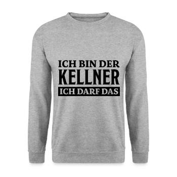 Kellner Spruch Restaurant Lustige Kellner Geschenk - Unisex Pullover - Weißgrau meliert - Vorne - Alina (178cm) & Michal (187cm)