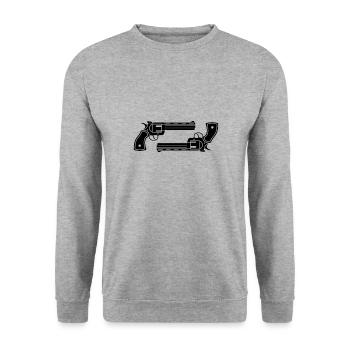 Shooting Club Shooting Sports Sports Shooter Revolver - Unisex Sweatshirt - salt & pepper - Front - Alina (178cm) & Michal (187cm)