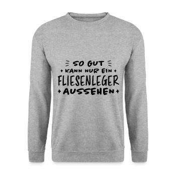Fliesenleger Lustig Spruch Job Bodenleger Geschenk - Unisex Pullover - Weißgrau meliert - Vorne - Alina (178cm) & Michal (187cm)
