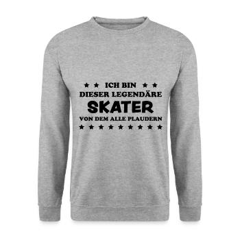 Skater Spruch Fun Skating Sprüche Skater Geschenk - Unisex Pullover - Weißgrau meliert - Vorne - Alina (178cm) & Michal (187cm)