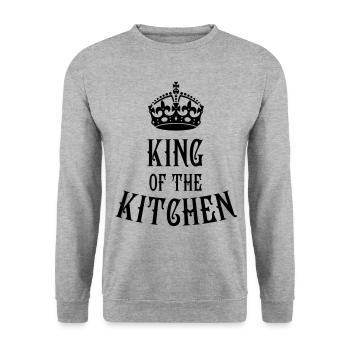 King of the Kitchen cook Koch - Unisex Pullover - Weißgrau meliert - Vorne - Alina (178cm) & Michal (187cm)