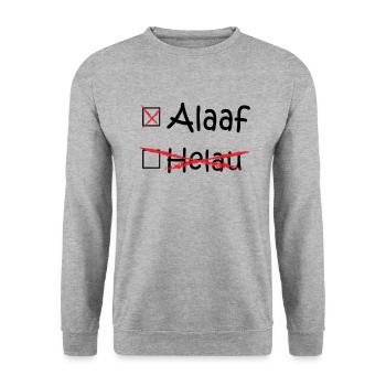 Alaaf, Helau, Cologne, Düsseldorf, Carnaval (noir) - Sweat-shirt Unisexe - gris chiné - Devant - Alina (178cm) & Michal (187cm)