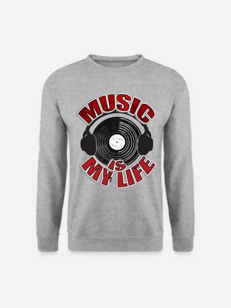 MUSIC is my life Headset - Unisex Pullover - Weißgrau meliert