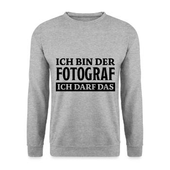 Fotograf Spruch Foto Lustiges Fotograf Geschenk - Unisex Pullover - Weißgrau meliert - Vorne - Alina (178cm) & Michal (187cm)