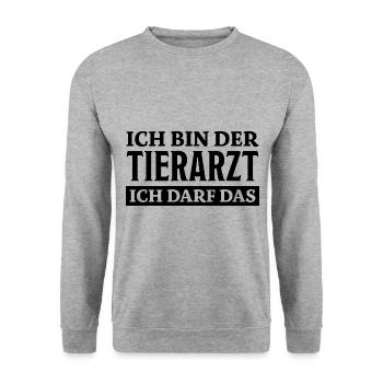 Tierarzt Spruch Beruf Lustiges Tierarzt Geschenk - Unisex Pullover - Weißgrau meliert - Vorne - Alina (178cm) & Michal (187cm)