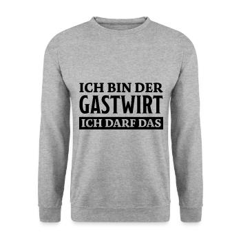 Gastwirt Spruch Kneipe Wirt Fun Gastwirt Geschenk - Unisex Pullover - Weißgrau meliert - Vorne - Alina (178cm) & Michal (187cm)