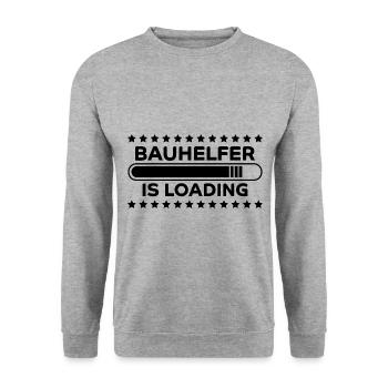 Bauhelfer Spruch Beruf Lustiges Bauhelfer Geschenk - Unisex Pullover - Weißgrau meliert - Vorne - Alina (178cm) & Michal (187cm)