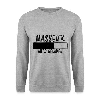 Masseur Spruch Massage Lustiges Masseur Geschenk - Unisex Pullover - Weißgrau meliert - Vorne - Alina (178cm) & Michal (187cm)