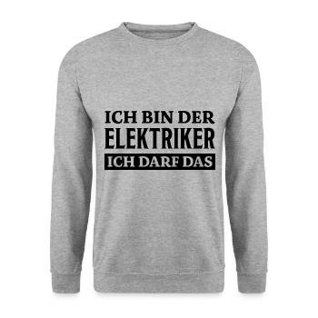 Elektriker Spruch Lustiges Elektriker Geschenk - Unisex Pullover - Weißgrau meliert - Vorne - Alina (178cm) & Michal (187cm)
