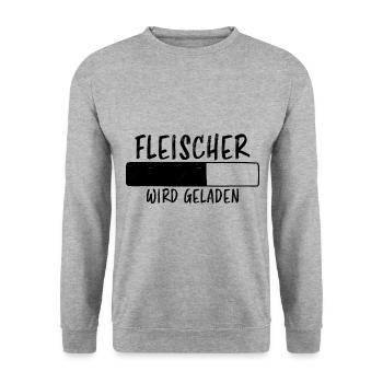 Fleischer Spruch Metzger Lustig Fleischer Geschenk - Unisex Pullover - Weißgrau meliert - Vorne - Alina (178cm) & Michal (187cm)