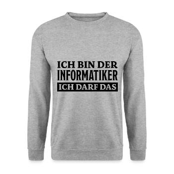 Informatiker Spruch Lustige Programmierer Geschenk - Unisex Pullover - Weißgrau meliert - Vorne - Alina (178cm) & Michal (187cm)