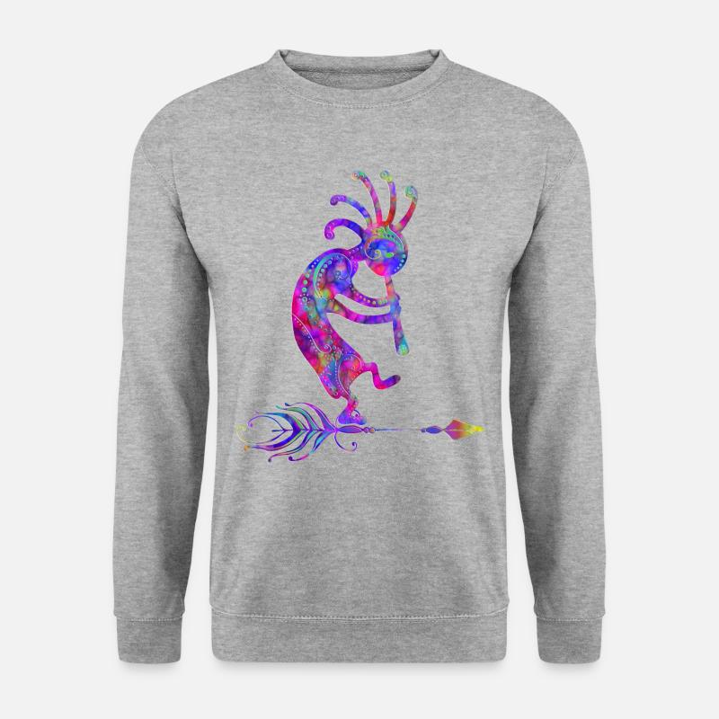 Native American Kokopelli With Feather 2 - Sweat-shirt Unisexe - gris chiné