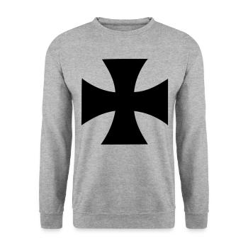 Kreuz - Unisex Pullover - Weißgrau meliert - Vorne - Alina (178cm) & Michal (187cm)