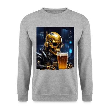 Beer Skull 0.2 - Unisex Sweatshirt - salt & pepper - Front - Alina (178cm) & Michal (187cm)