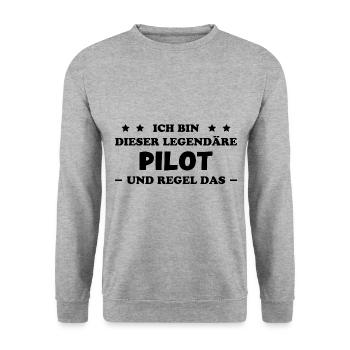 Pilot Lustige Spruch Flug Flugsport Pilot Geschenk - Unisex Pullover - Weißgrau meliert - Vorne - Alina (178cm) & Michal (187cm)