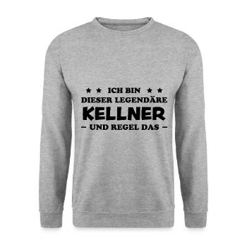 Kellner Lustige Spruch Service Restaurant Geschenk - Unisex Pullover - Weißgrau meliert - Vorne - Alina (178cm) & Michal (187cm)