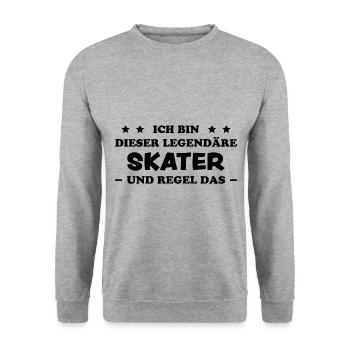 Skater Spruch Fun Skating Sprüche Skater Geschenk - Unisex Pullover - Weißgrau meliert - Vorne - Alina (178cm) & Michal (187cm)