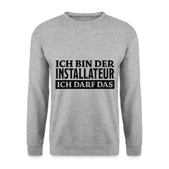 Installateur Spruch Heizung Installateur Geschenk - Unisex Pullover - Weißgrau meliert - Vorne - Alina (178cm) & Michal (187cm)