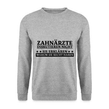 Zahnarzt Lustiger Spruch Job Zahnmedizin Geschenk - Unisex Pullover - Weißgrau meliert - Vorne - Alina (178cm) & Michal (187cm)