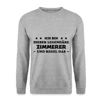 Zimmerer Lustiger Spruch Fun Zimmermann Geschenk - Unisex Pullover - Weißgrau meliert - Vorne - Alina (178cm) & Michal (187cm)